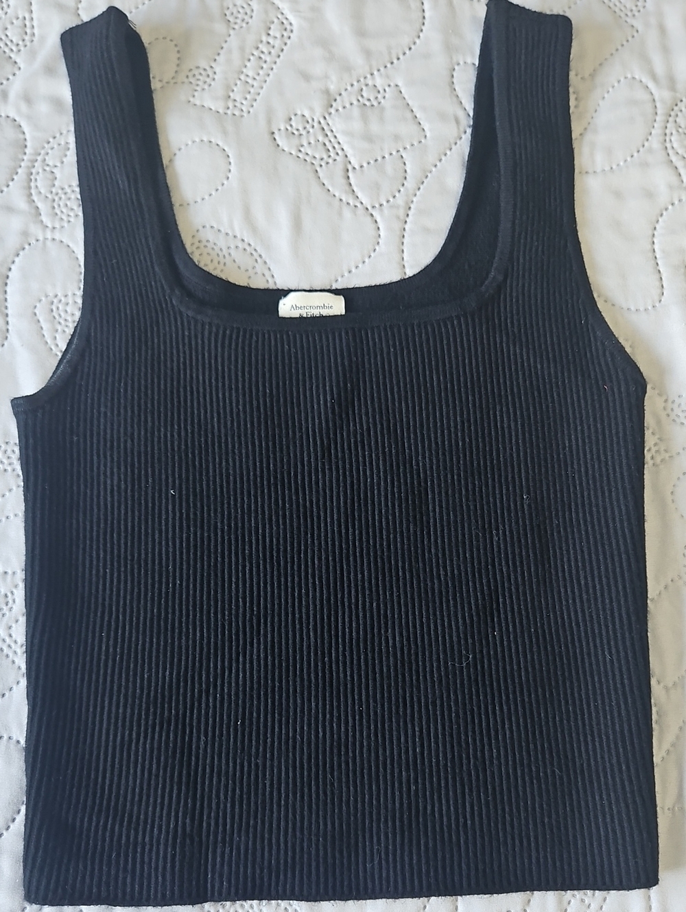 Abercrombie & Fitch Black Ribbed Square Neck Crop Tank Top - Size S